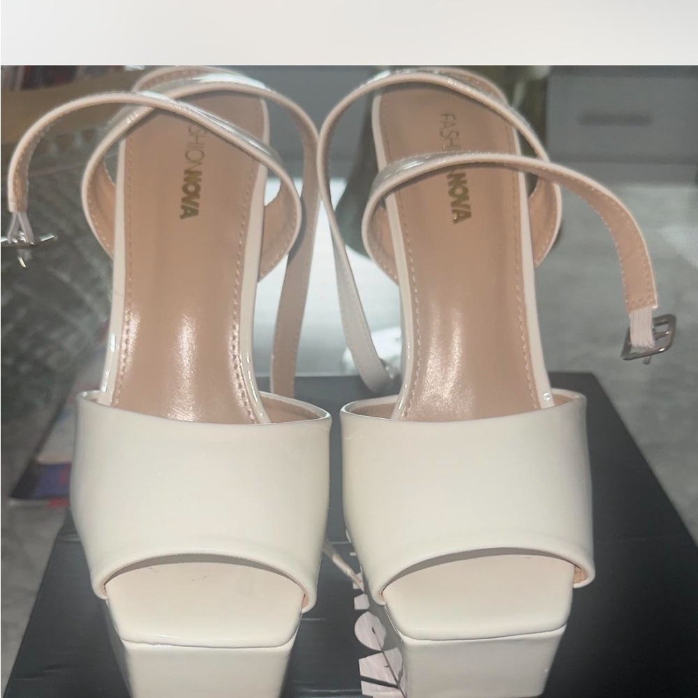 Fashion Nova Cream Platform Sandals